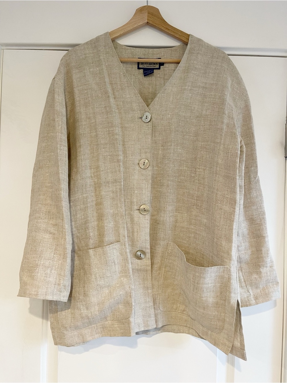 Ruff Hewn 100% Linen Jacket/Top w/ Shell Buttons - M